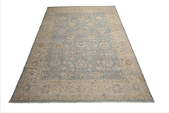 LoomBloom Blue 10'x14' Traditional Distressed Hand Knotted Wool Oriental Area Rug