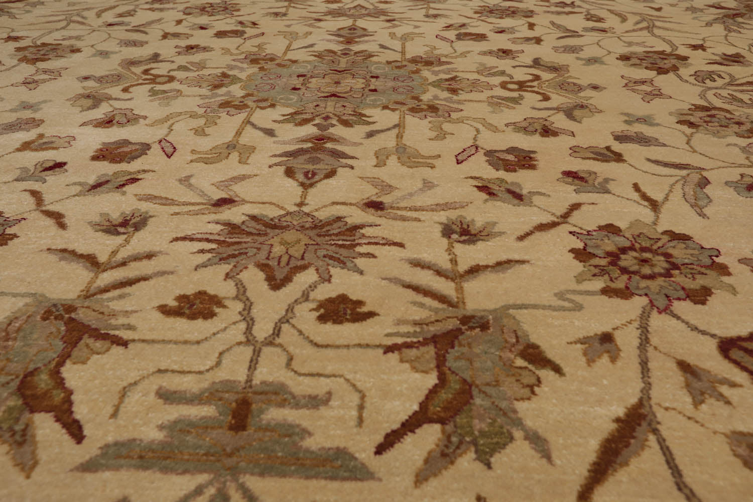 9x12 Beige, Gray, Brown Color Hand Knotted All-Over 100% Wool Traditional Oriental Rug