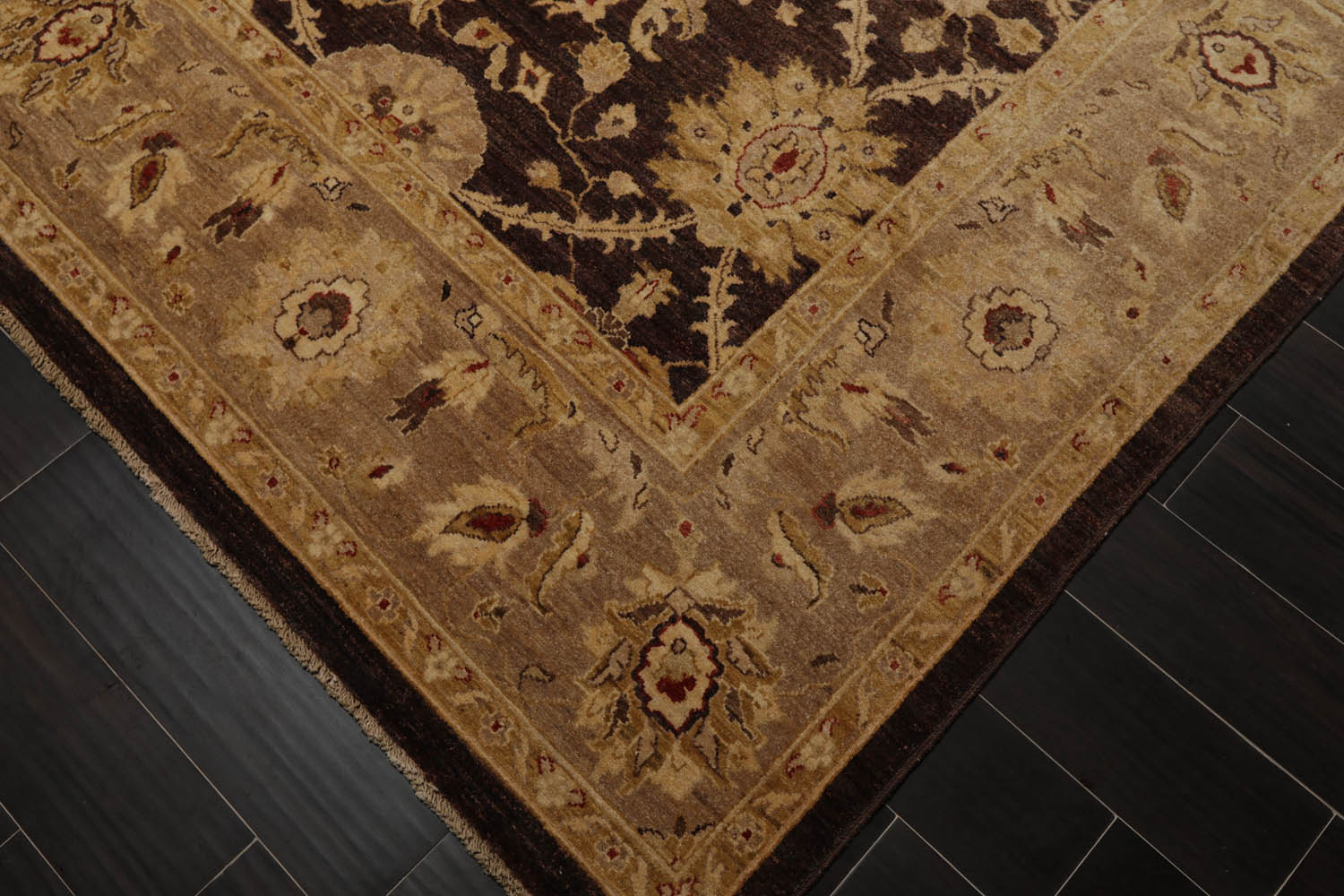 9x12 Brown, Tan, Light Gold Color Hand Knotted All-Over 100% Wool Traditional Oriental Rug