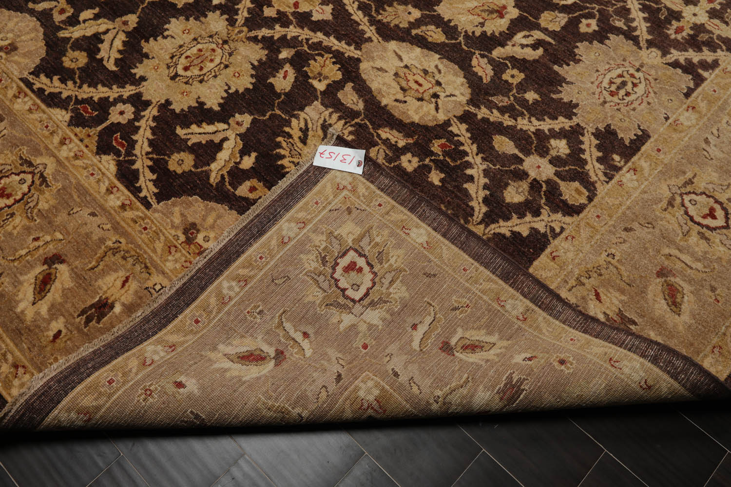 9x12 Brown, Tan, Light Gold Color Hand Knotted All-Over 100% Wool Traditional Oriental Rug