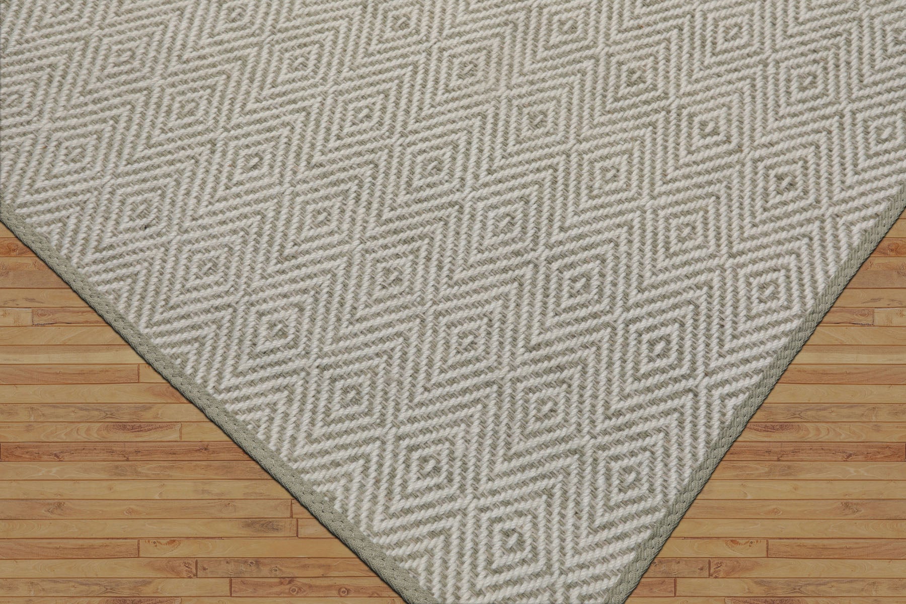 Multi Size White Sage Color Hand Loomed Flatweave Wool Modern Oriental Rug