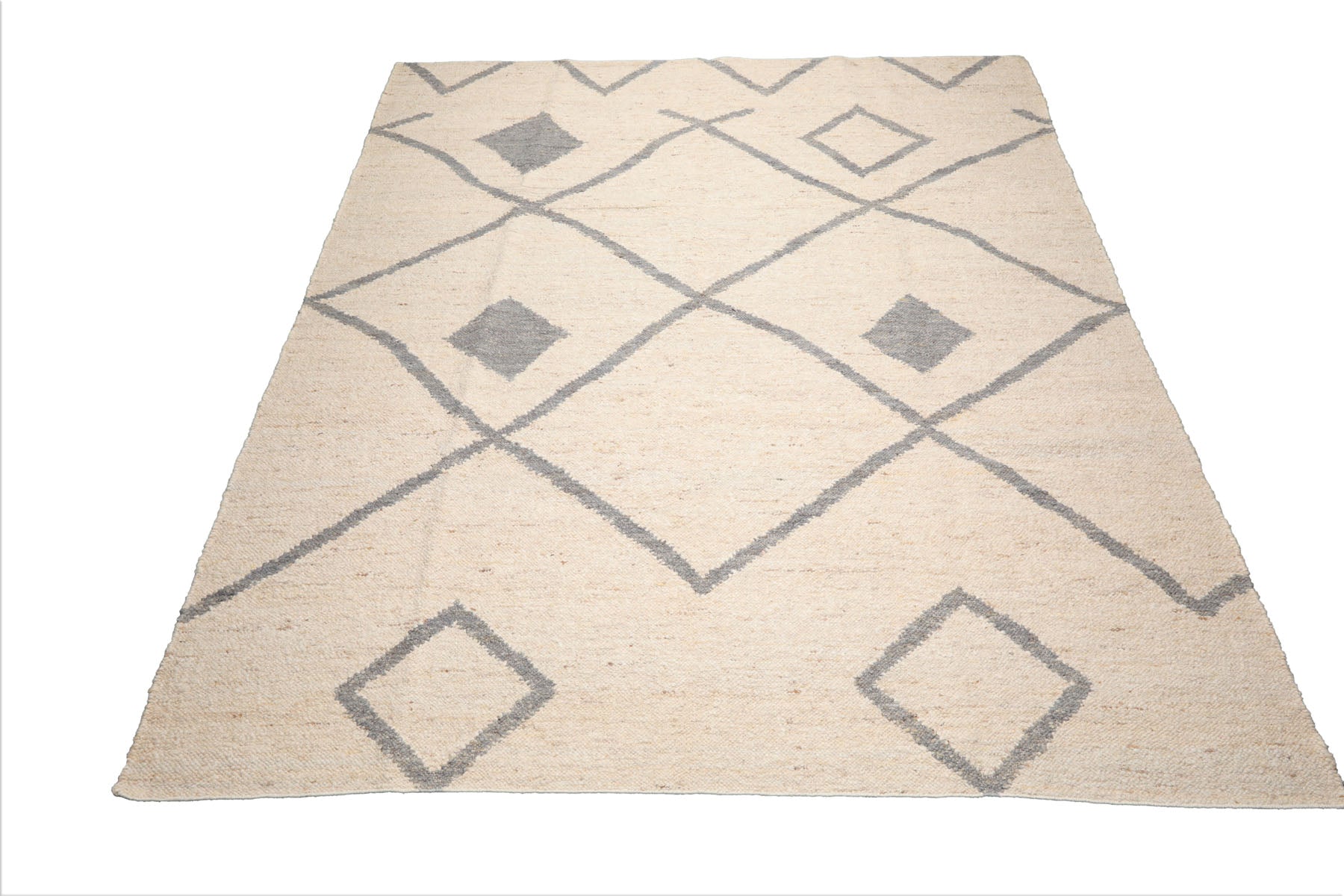 LoomBloom Oat Meal 9'x12' Organic Flatweave Traditional Geometric Hand Woven Wool Oriental Area Rug