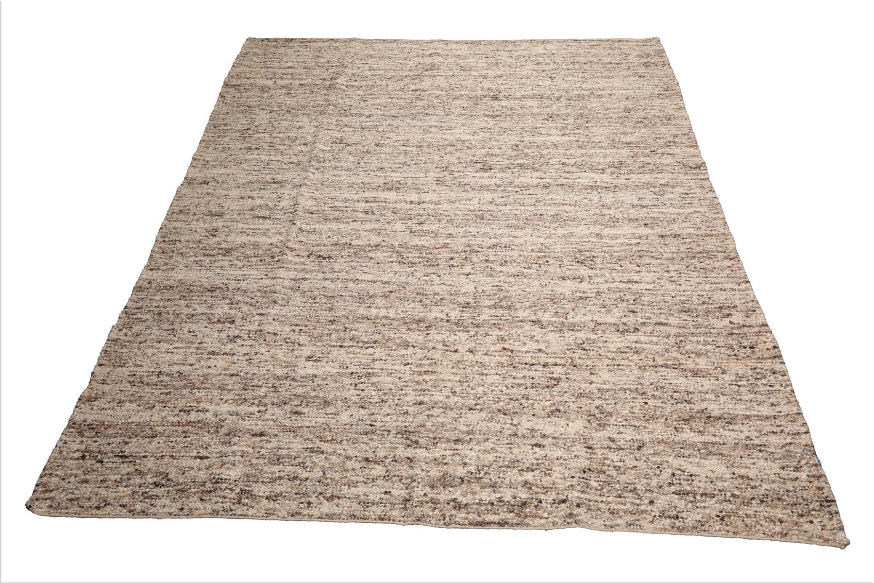 LoomBloom Oat Meal 9'x12' Organic Flatweave Traditional Geometric Hand Woven Wool Oriental Area Rug