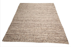 LoomBloom Oat Meal 9'x12' Organic Flatweave Traditional Geometric Hand Woven Wool Oriental Area Rug