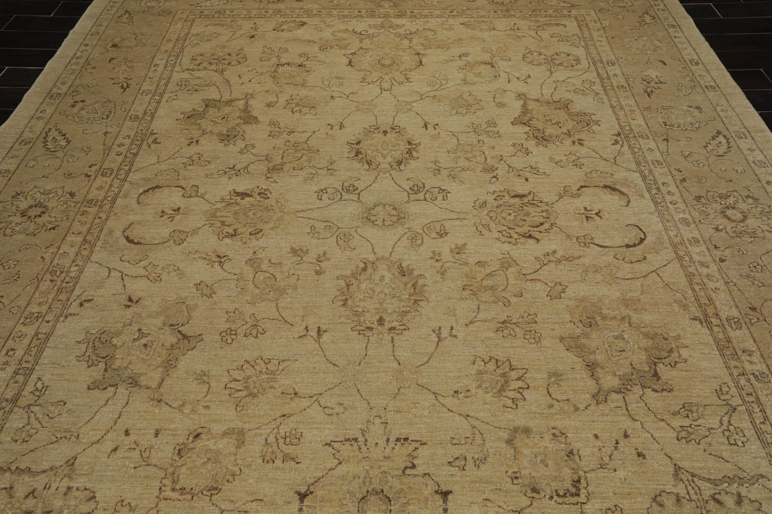 9x12 Warm Beige, Tan, Brown Color Hand Knotted All-Over 100% Wool Traditional Oriental Rug