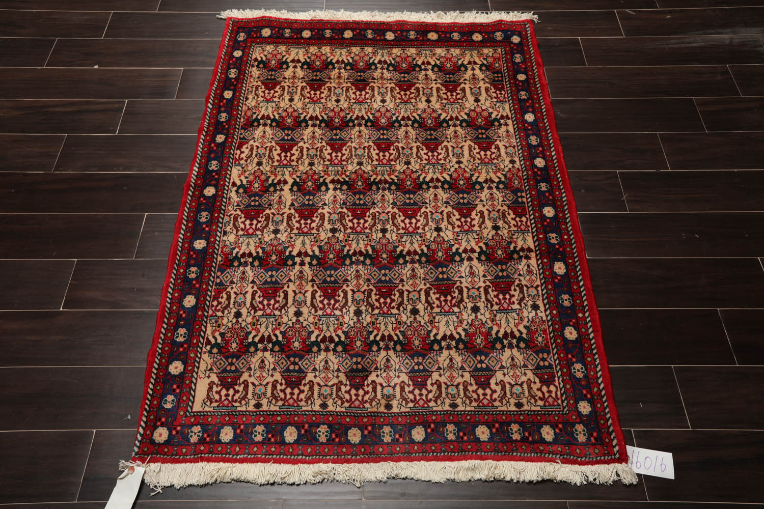 3x5 Beige, Brown, Turquoise Color Hand Knotted All-Over 100% Wool Traditional Oriental Rug