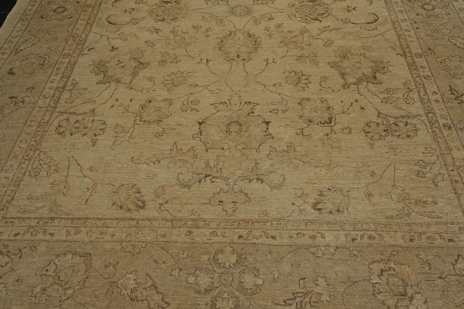 9x12 Warm Beige, Tan, Brown Color Hand Knotted All-Over 100% Wool Traditional Oriental Rug