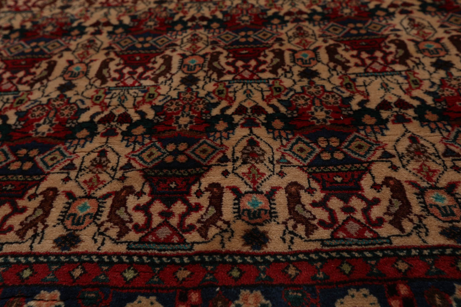 3x5 Beige, Brown, Turquoise Color Hand Knotted All-Over 100% Wool Traditional Oriental Rug
