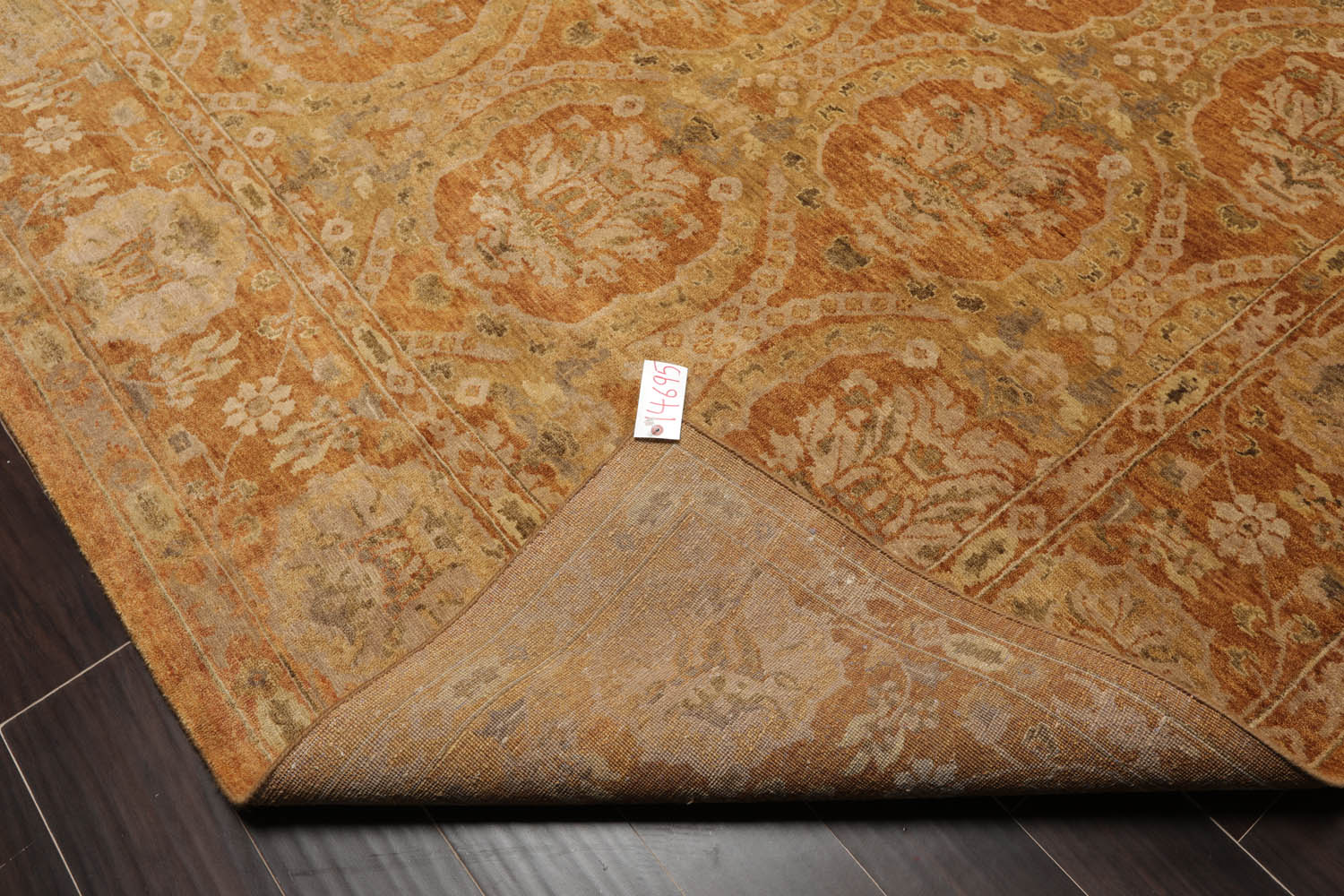 9x12 Gold, Sage, Beige Color Hand Knotted All-Over 100% Wool Transitional Oriental Rug