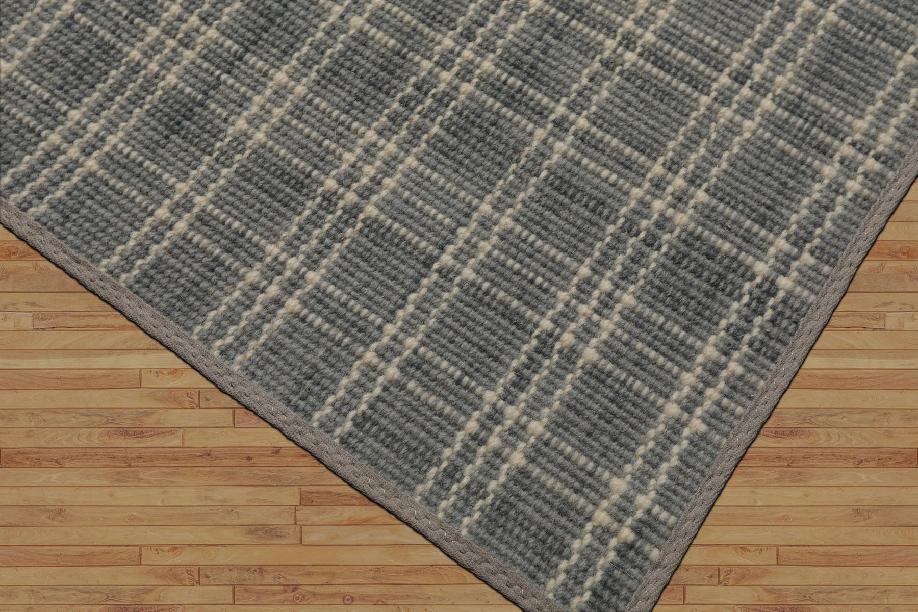 Multi Size Slate Ivory Color Hand Woven Flatweave Wool Modern Oriental Rug