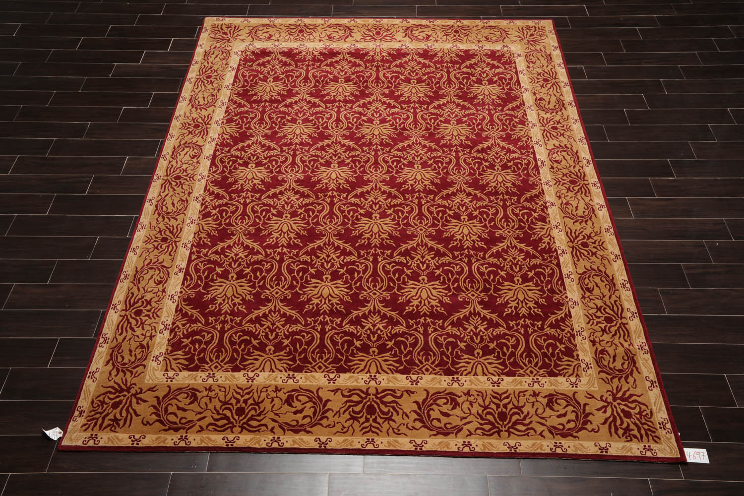 8x10 Red, Gold, Beige Color Hand Knotted All-Over 100% Wool Transitional Oriental Rug