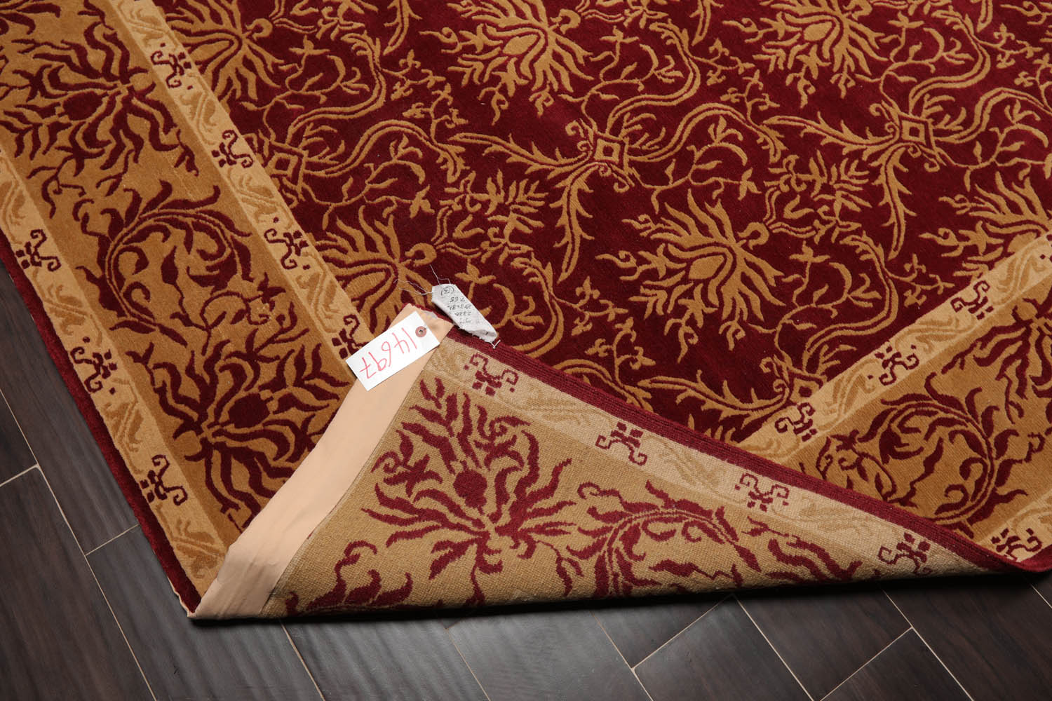 8x10 Red, Gold, Beige Color Hand Knotted All-Over 100% Wool Transitional Oriental Rug