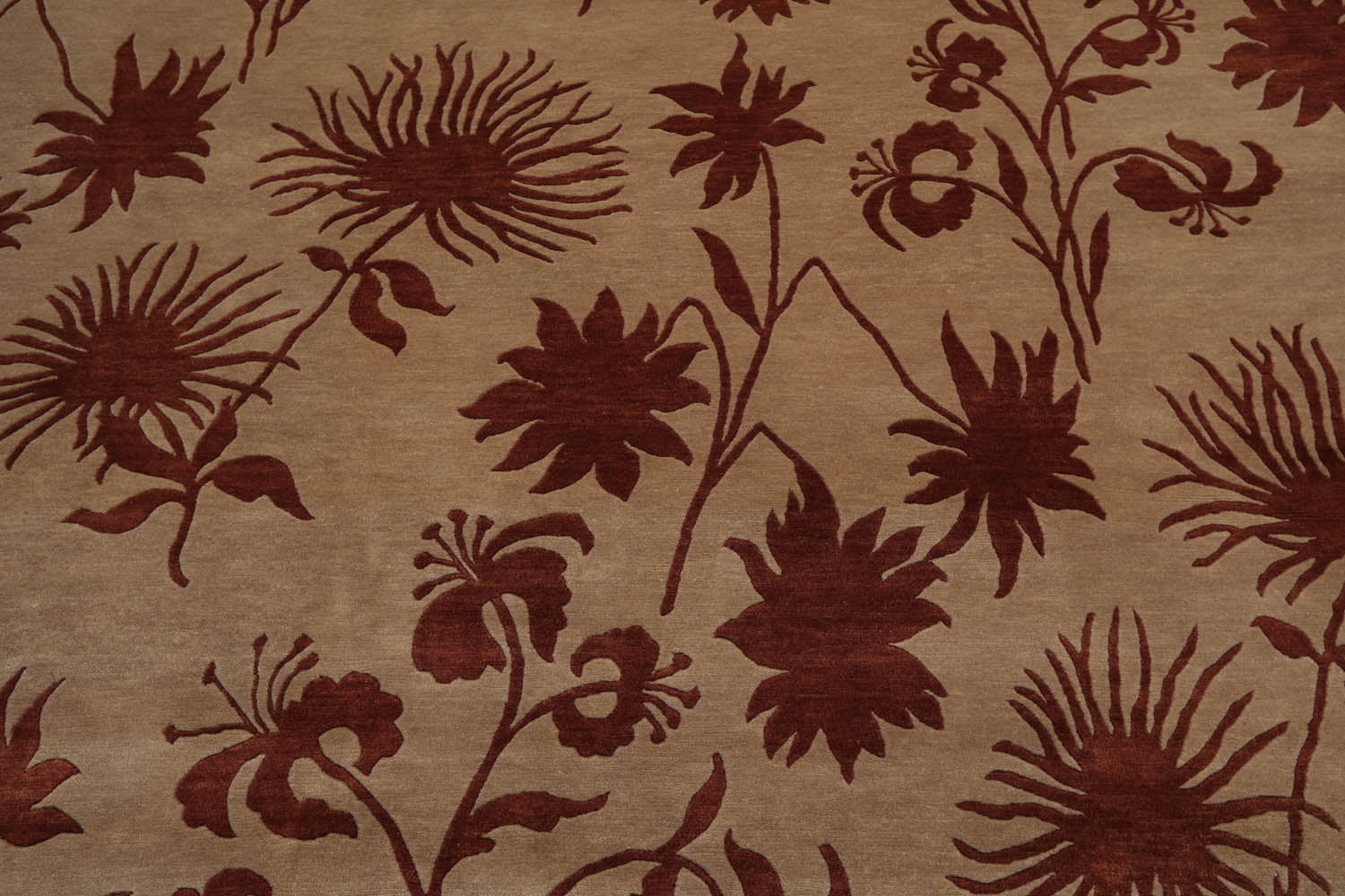 8x10 Tan, Rust, Color Hand Knotted All-Over 100% Wool Transitional Oriental Rug