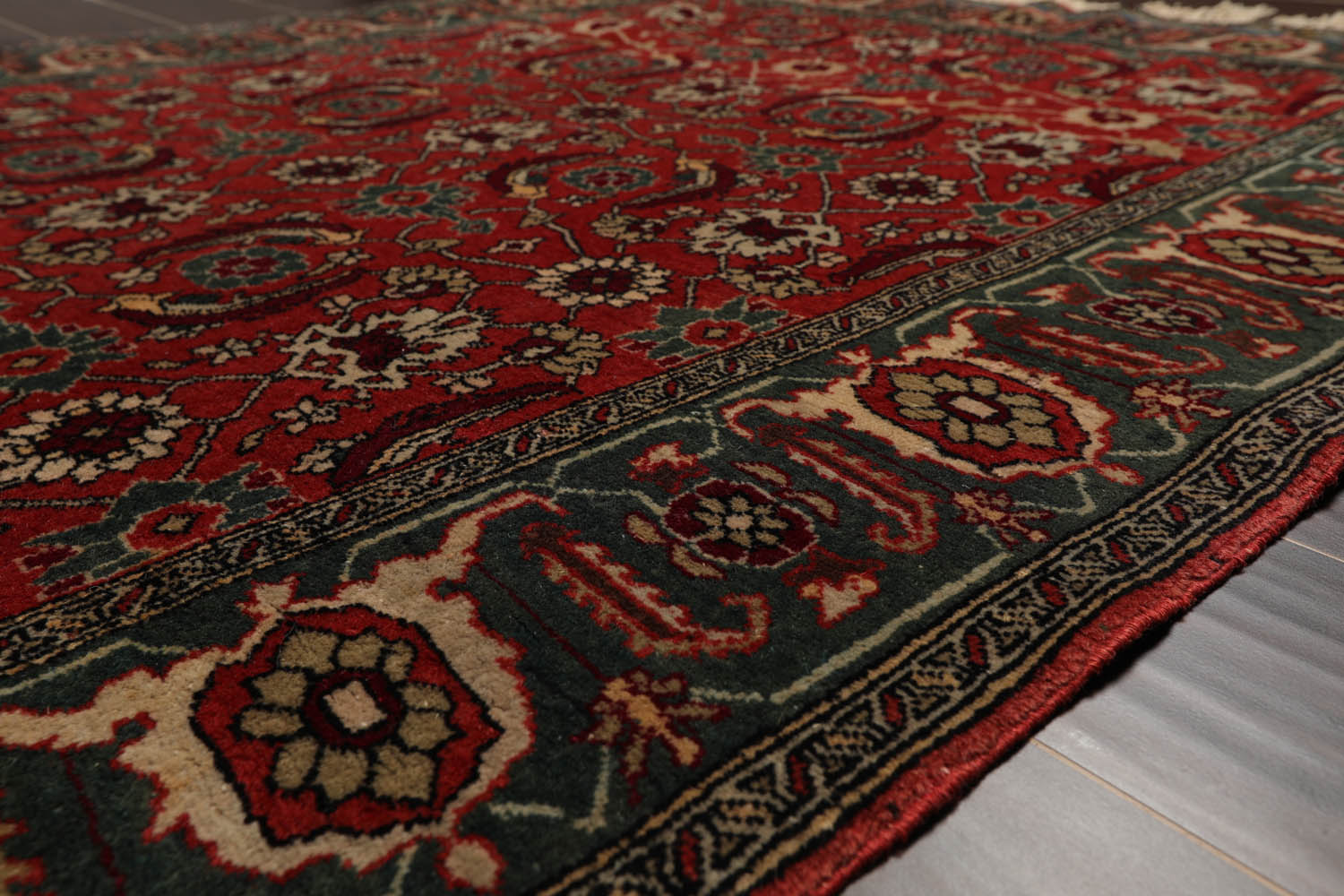4x6 Antique Rose, Teal, Beige Color Hand Knotted All-Over 100% Wool Traditional Oriental Rug
