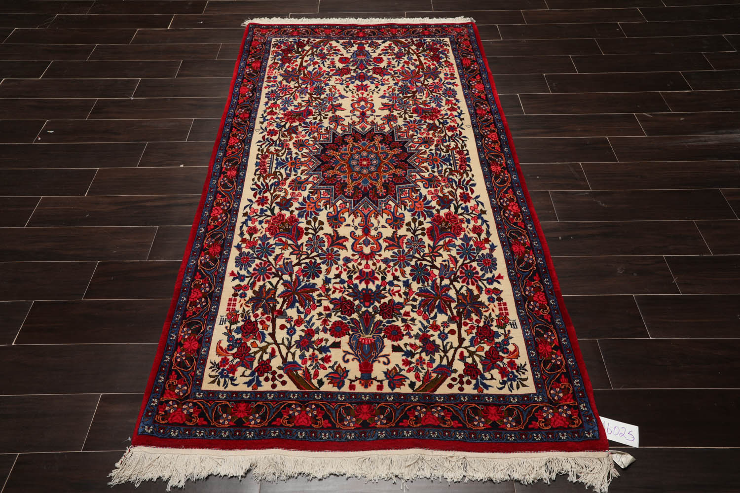 4x6 Ivory, Navy, Red Color Hand Knotted All-Over 100% Wool Traditional Oriental Rug