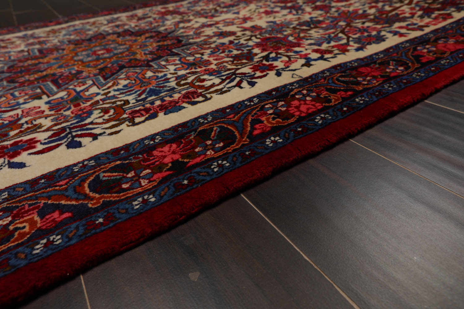 4x6 Ivory, Navy, Red Color Hand Knotted All-Over 100% Wool Traditional Oriental Rug