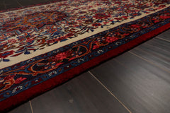 4x6 Ivory, Navy, Red Color Hand Knotted All-Over 100% Wool Traditional Oriental Rug