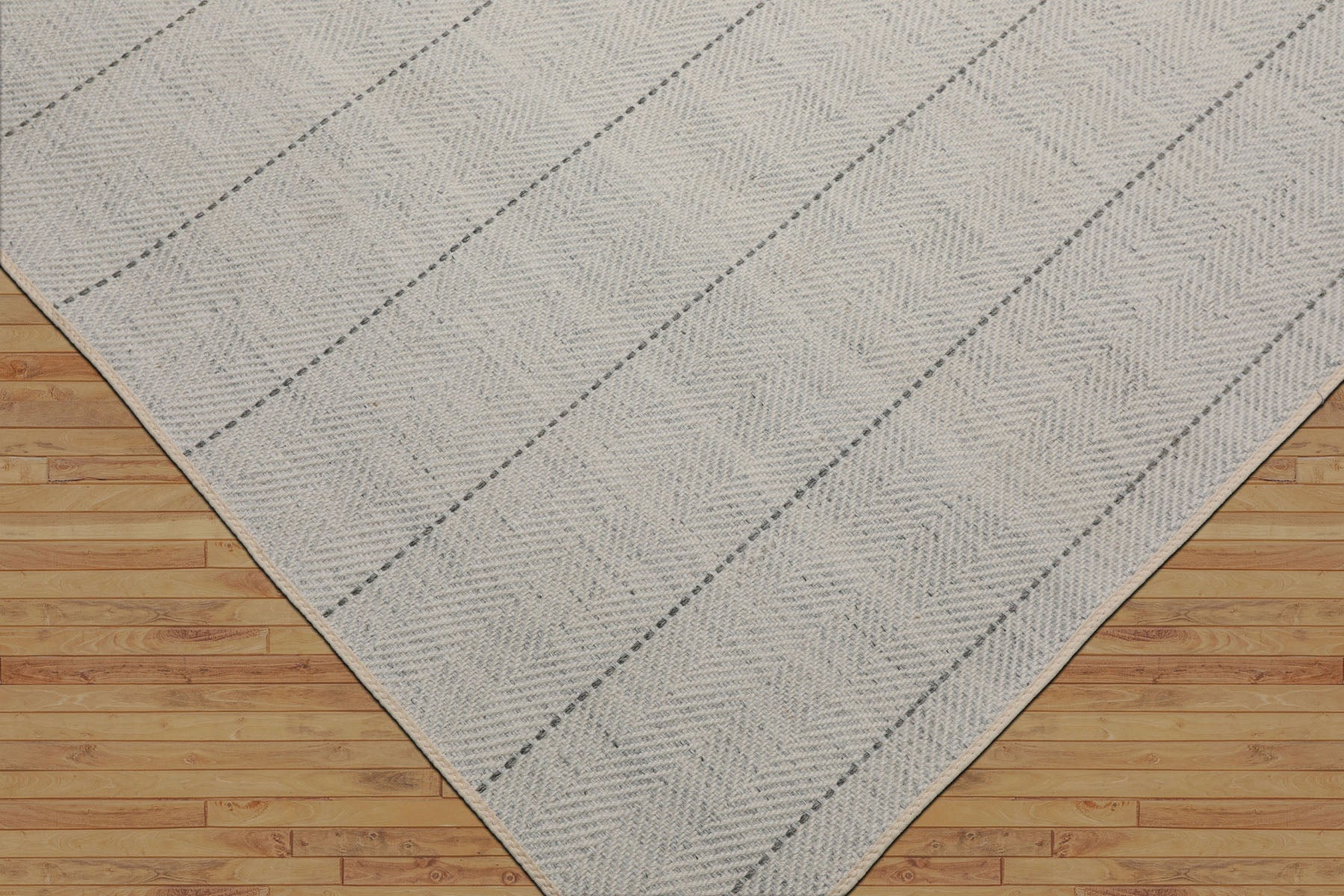 Multi Size Ivory  Gray Color Hand Loomed Flatweave Wool Modern Oriental Rug