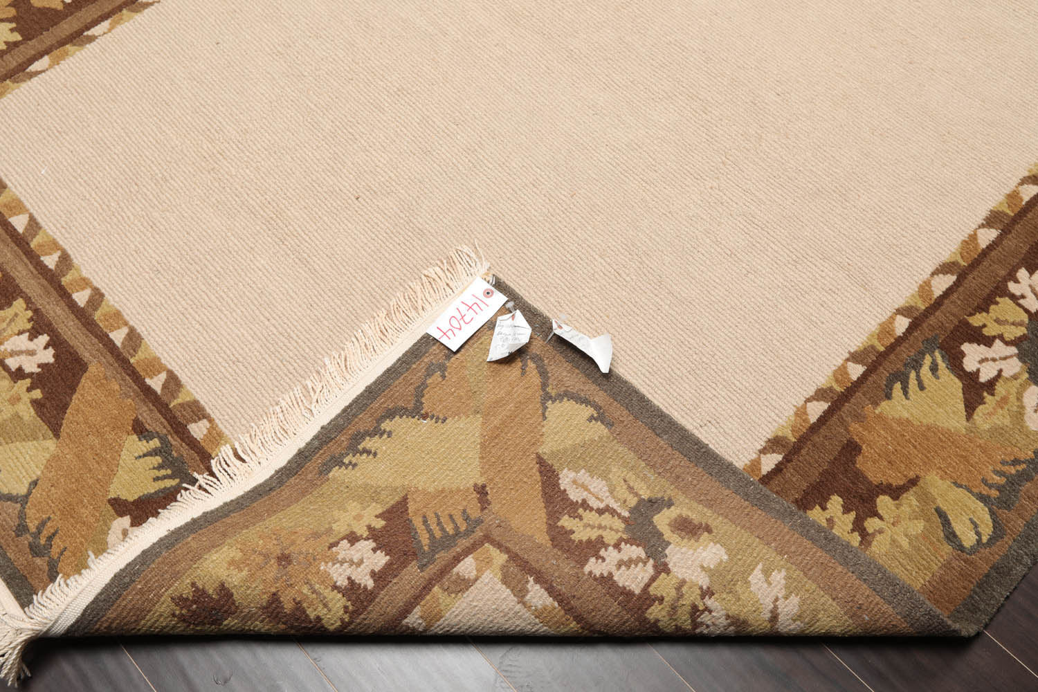 6x9 Beige, Brown, Sage Color Hand Knotted All-Over 100% Wool Transitional Oriental Rug