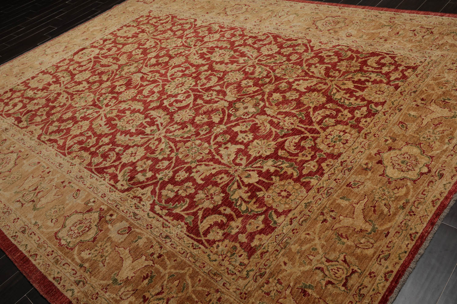 9x12 Rusty Red, Caramel, Tan Color Hand Knotted All-Over 100% Wool Traditional Oriental Rug