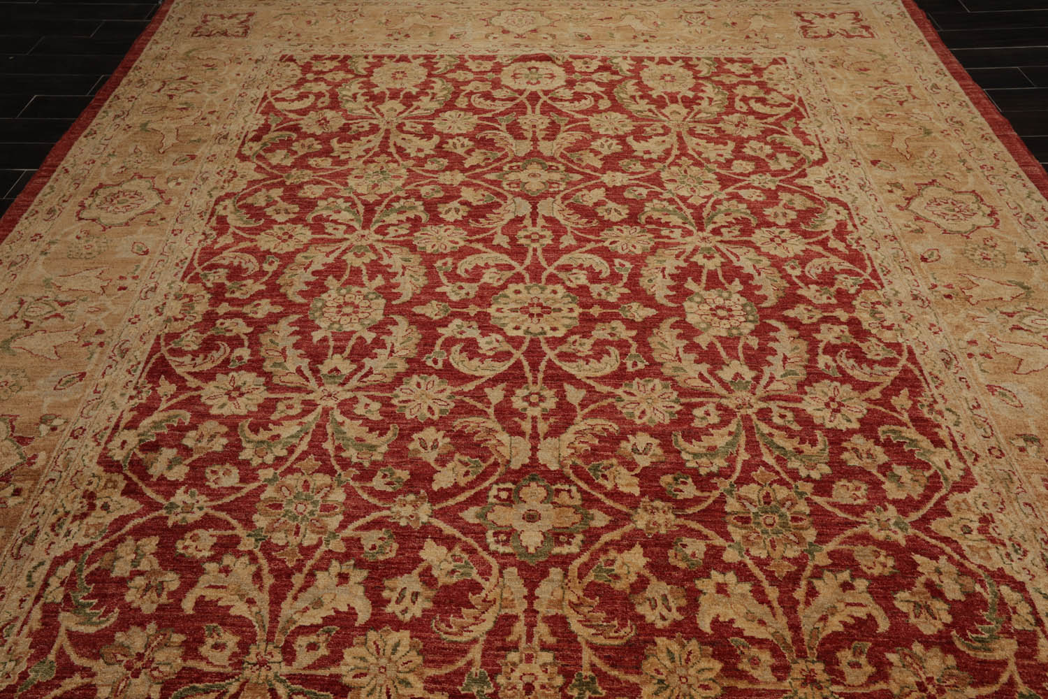 9x12 Rusty Red, Caramel, Tan Color Hand Knotted All-Over 100% Wool Traditional Oriental Rug