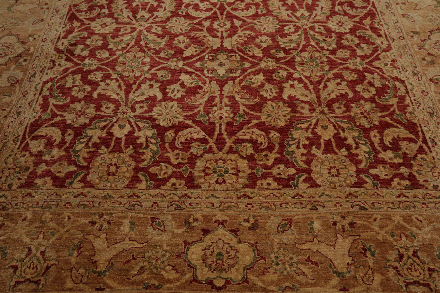 9x12 Rusty Red, Caramel, Tan Color Hand Knotted All-Over 100% Wool Traditional Oriental Rug