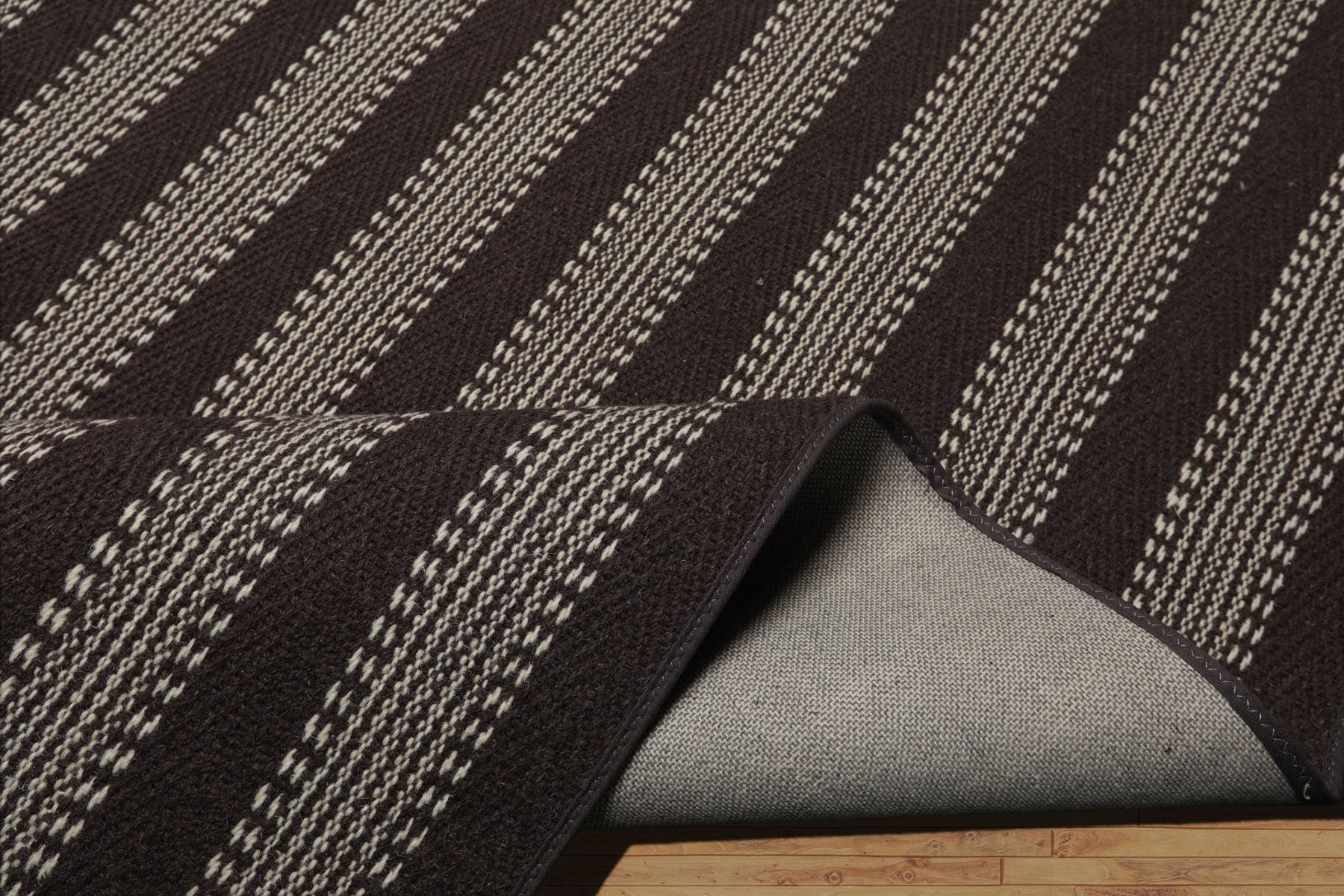 Multi Size Chocolate Ivory Color Hand Woven Flatweave Wool Modern Oriental Rug