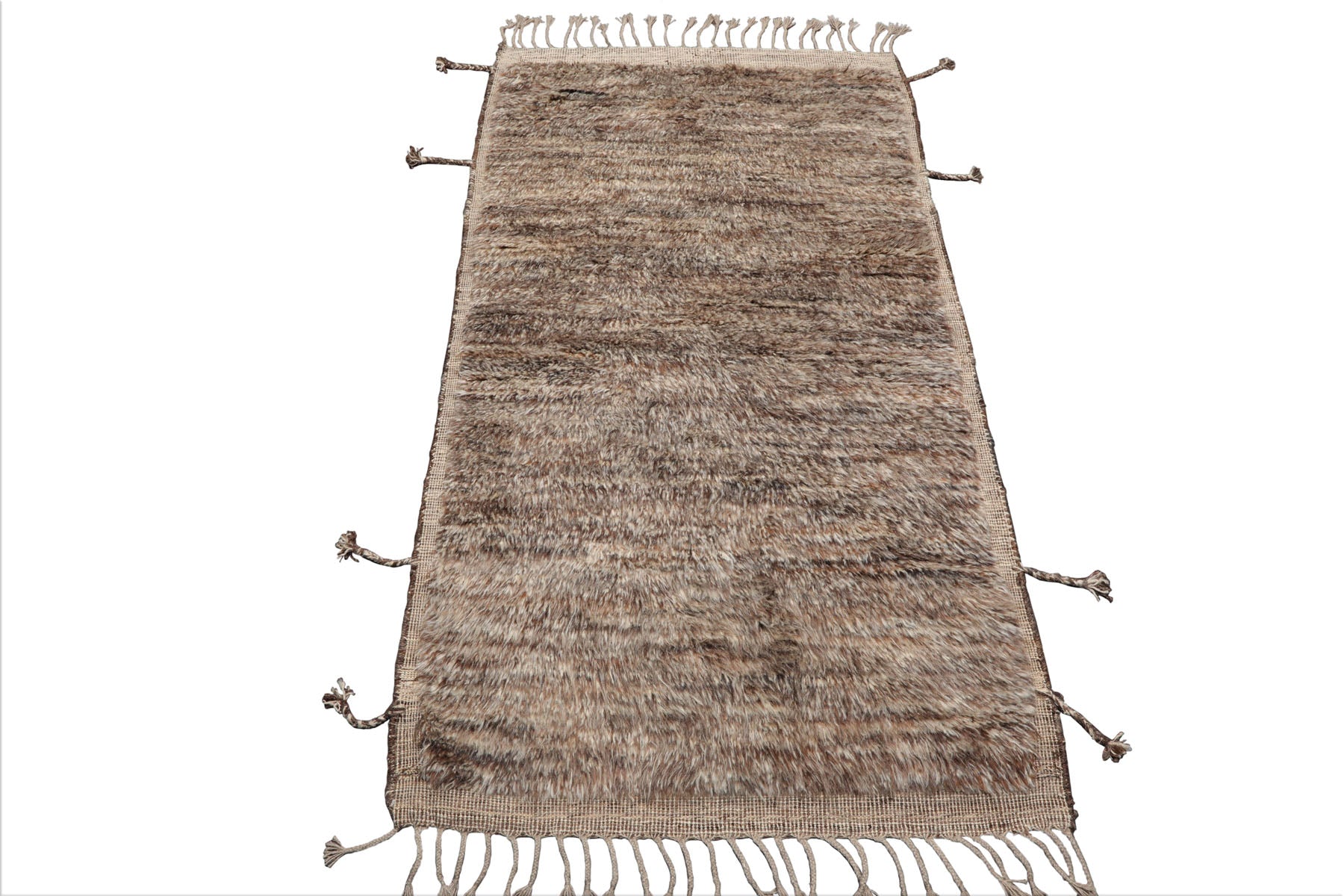 3'x5' Tan Afghan Moroccan Wool Oriental Area Rug, Hand Knotted, Modern & Contemporary Tribal Design