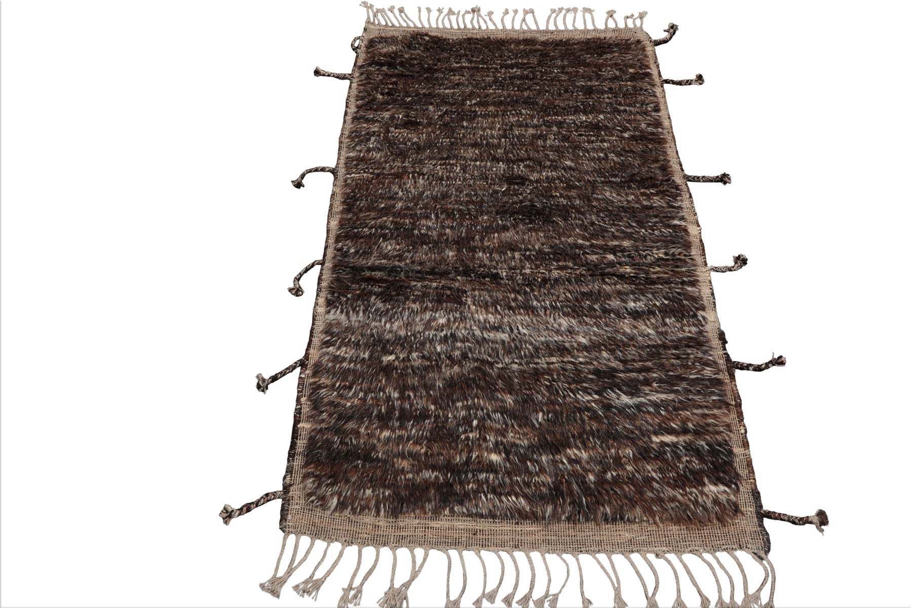 3'x5' Brown Afghan Moroccan Wool Oriental Area Rug, Hand Knotted, Modern & Contemporary Solid Style