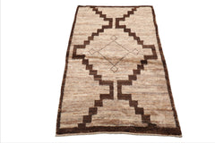 LoomBloom Beige 3'x5' Afghan Moroccan Transitional Hand Knotted Wool Oriental Area Rug