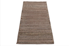 LoomBloom Brown 3'x5' Afghan Moroccan Tribal Geometric Hand Knotted Wool Oriental Area Rug