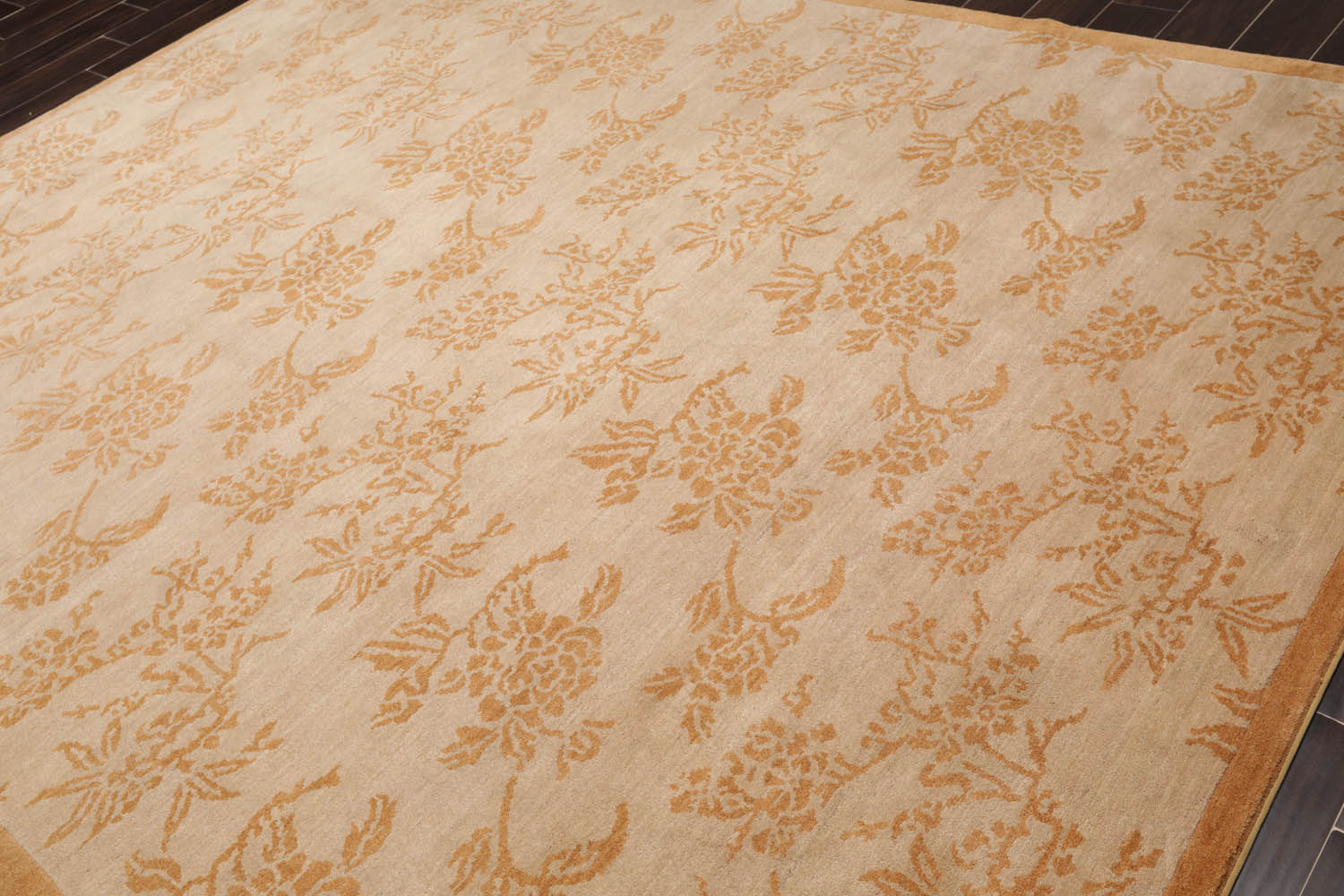 8x10 Taupe, Caramel, Color Hand Knotted Floral 100% Wool Transitional Oriental Rug
