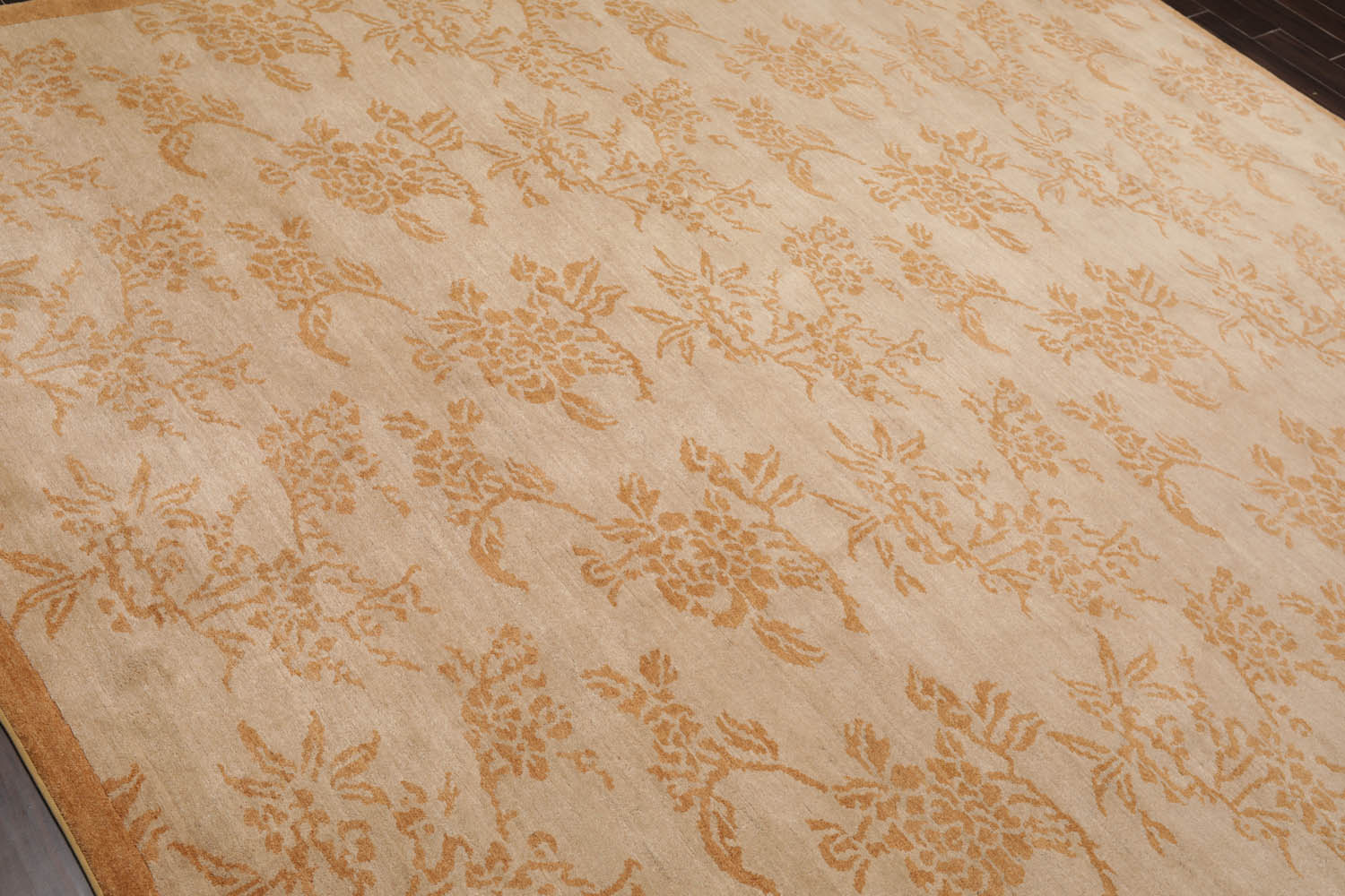 8x10 Taupe, Caramel, Color Hand Knotted Floral 100% Wool Transitional Oriental Rug