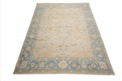 9x12 Beige, Aqua, Caramel Color Hand Knotted Afghan Oushak Wool Traditional Oriental Rug