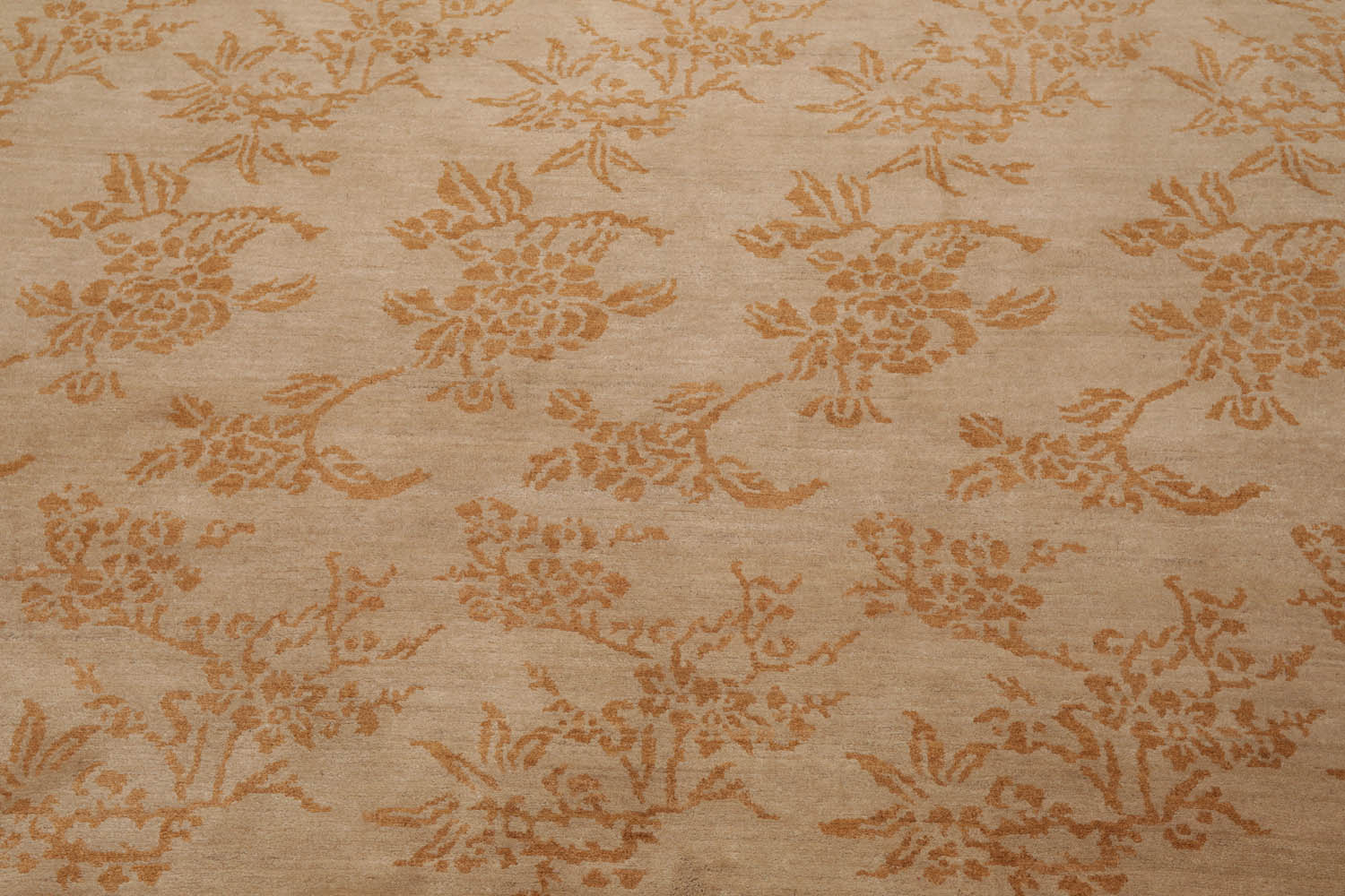 8x10 Taupe, Caramel, Color Hand Knotted Floral 100% Wool Transitional Oriental Rug