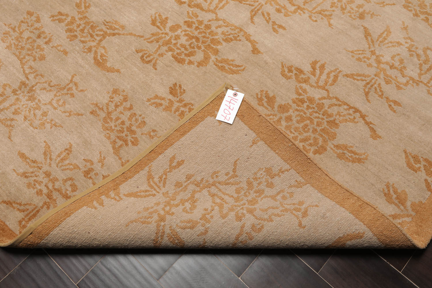 8x10 Taupe, Caramel, Color Hand Knotted Floral 100% Wool Transitional Oriental Rug