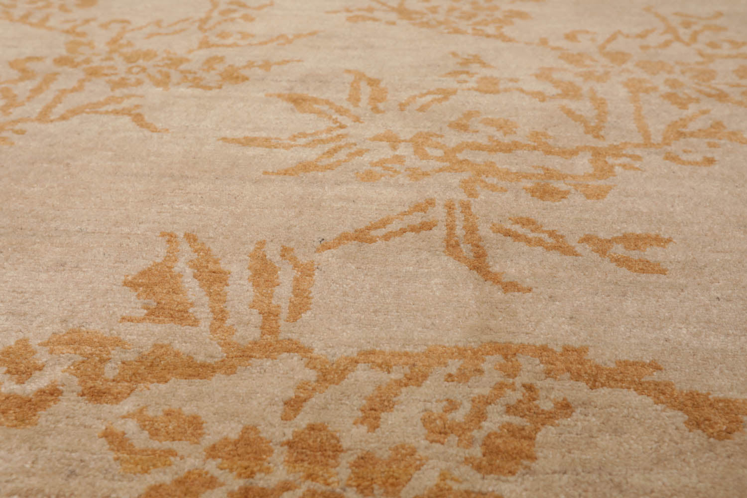 8x10 Taupe, Caramel, Color Hand Knotted Floral 100% Wool Transitional Oriental Rug