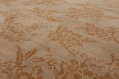 8x10 Taupe, Caramel, Color Hand Knotted Floral 100% Wool Transitional Oriental Rug