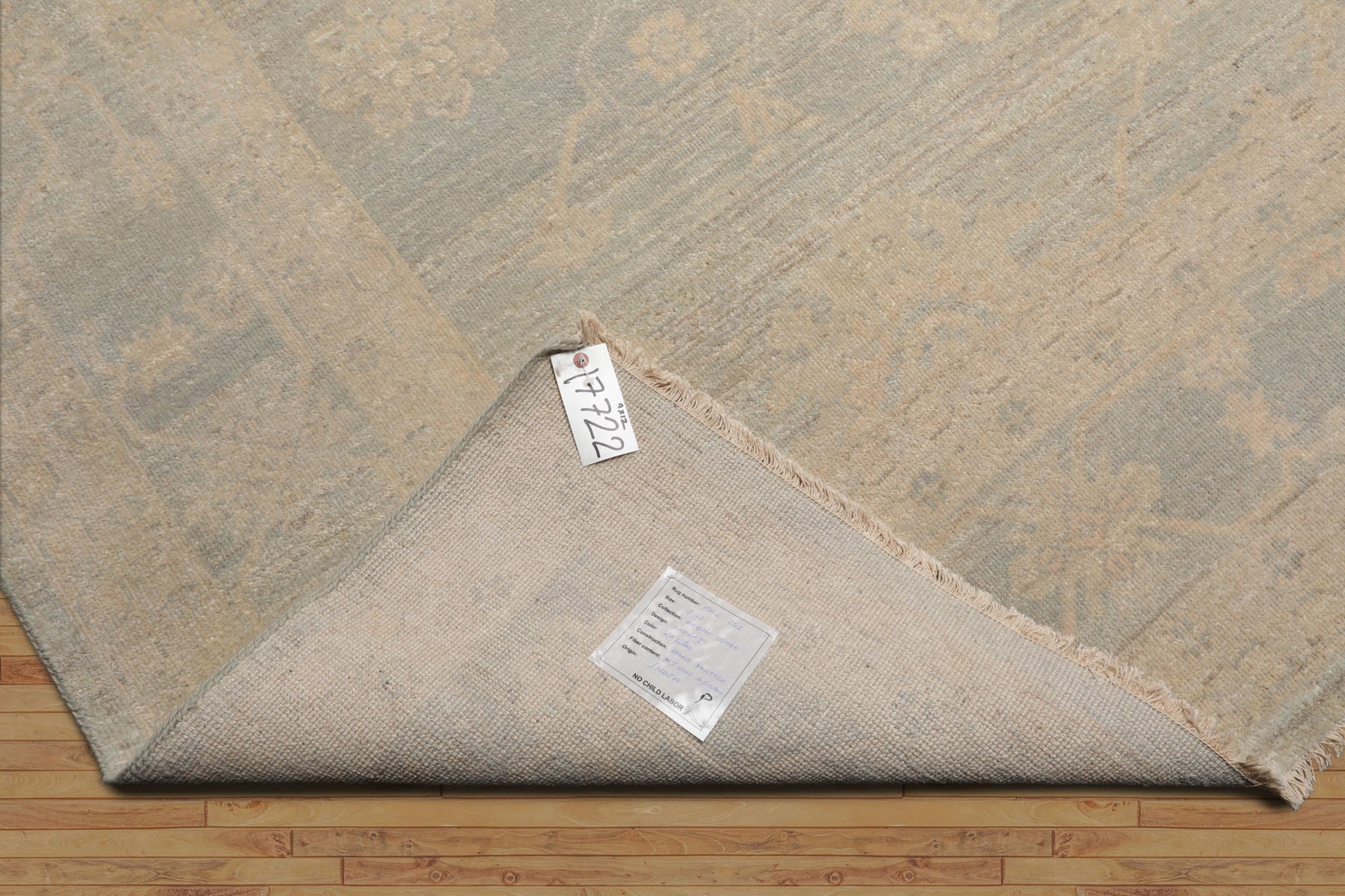 9x12 Gray, Moss, Beige Color Hand Knotted Afghan Oushak Wool Traditional Oriental Rug