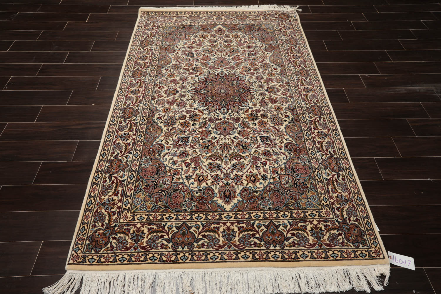 5x7 Ivory, Taupe, Black Color Hand Knotted All-Over 100% Wool Traditional Oriental Rug