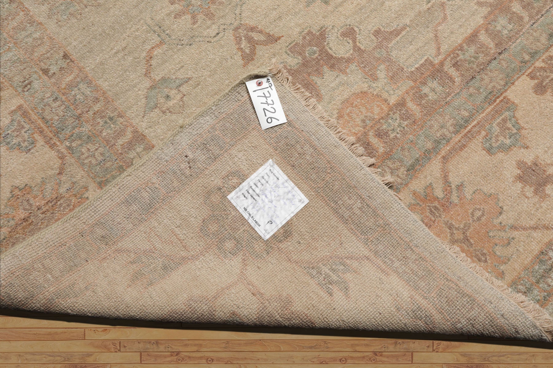 9x12 Beige, Peach, Rust Color Hand Knotted Afghan Oushak Wool Traditional Oriental Rug