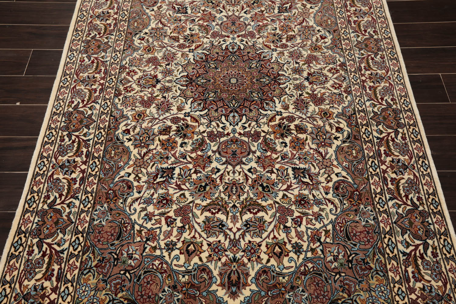 5x7 Ivory, Taupe, Black Color Hand Knotted All-Over 100% Wool Traditional Oriental Rug