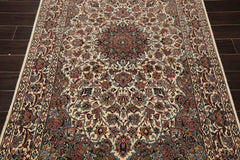 5x7 Ivory, Taupe, Black Color Hand Knotted All-Over 100% Wool Traditional Oriental Rug