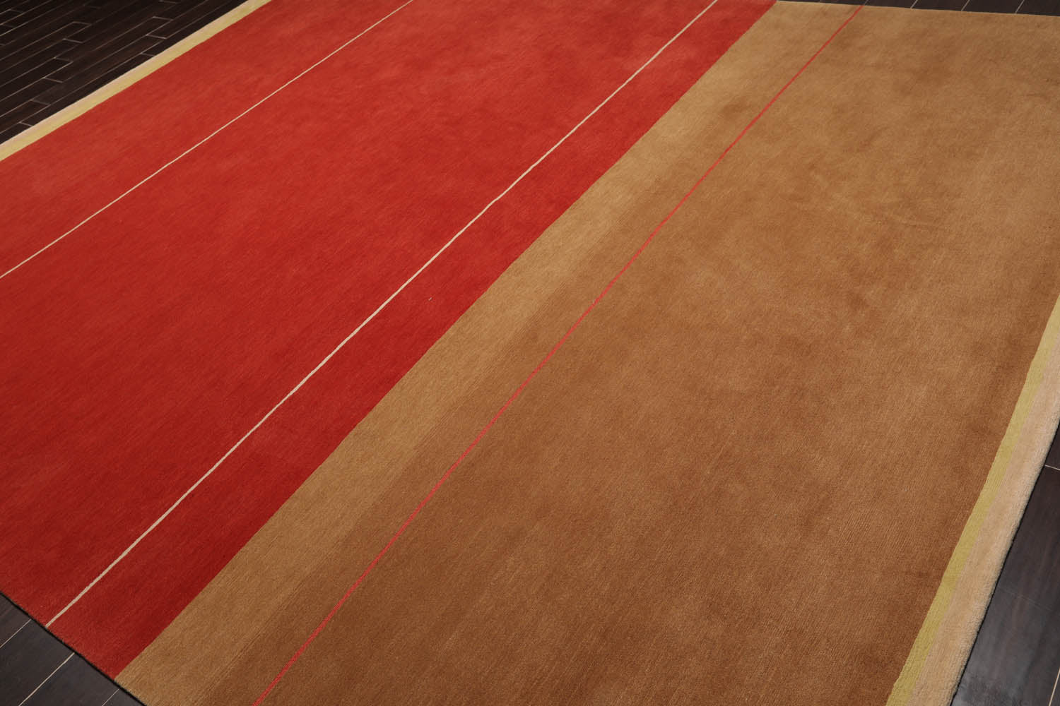 9x12 Terracotta, Brown, Beige Color Hand Knotted All-Over 100% Wool Traditional Oriental Rug