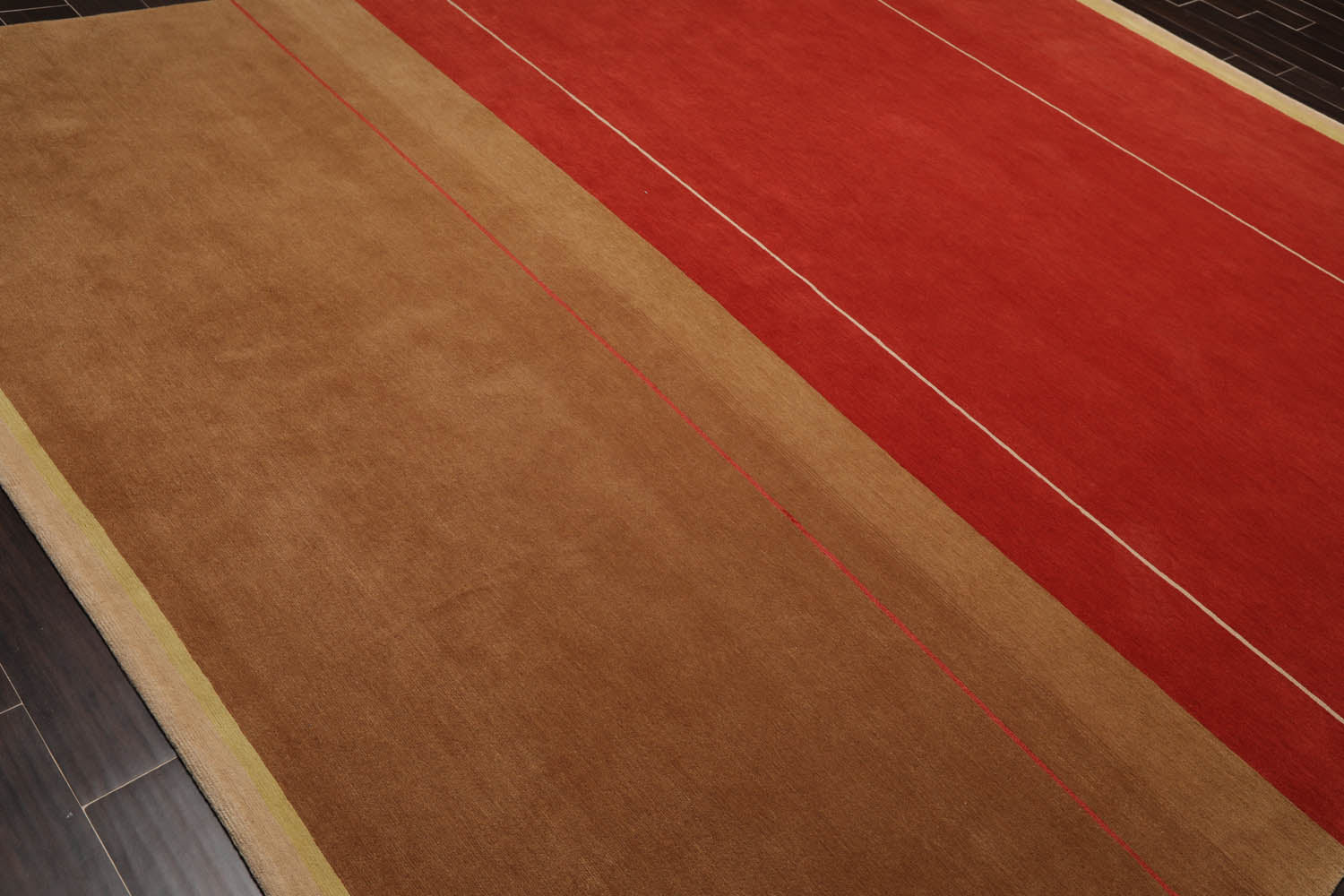 9x12 Terracotta, Brown, Beige Color Hand Knotted All-Over 100% Wool Traditional Oriental Rug