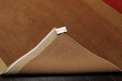 9x12 Terracotta, Brown, Beige Color Hand Knotted All-Over 100% Wool Traditional Oriental Rug