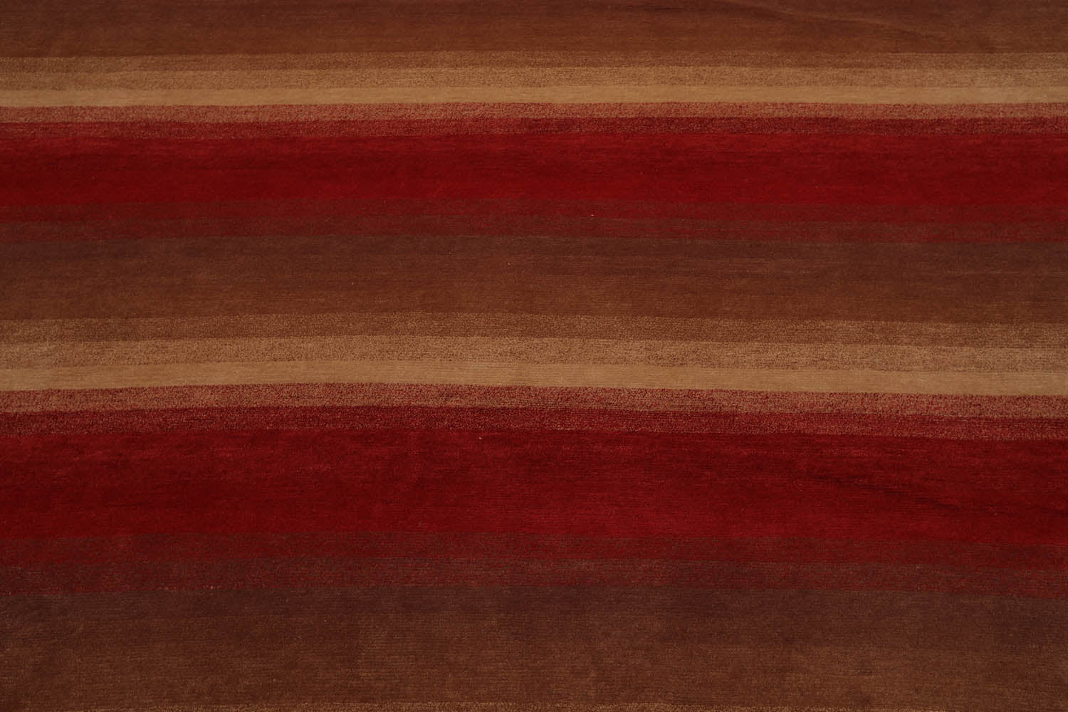 9x12 Brown, Tan, Red Color Hand Knotted Striped 100% Wool Modern Oriental Rug