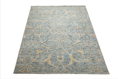 Desantiago Blue 8x10 Wool Hand Knotted Oriental Area Rug Traditional