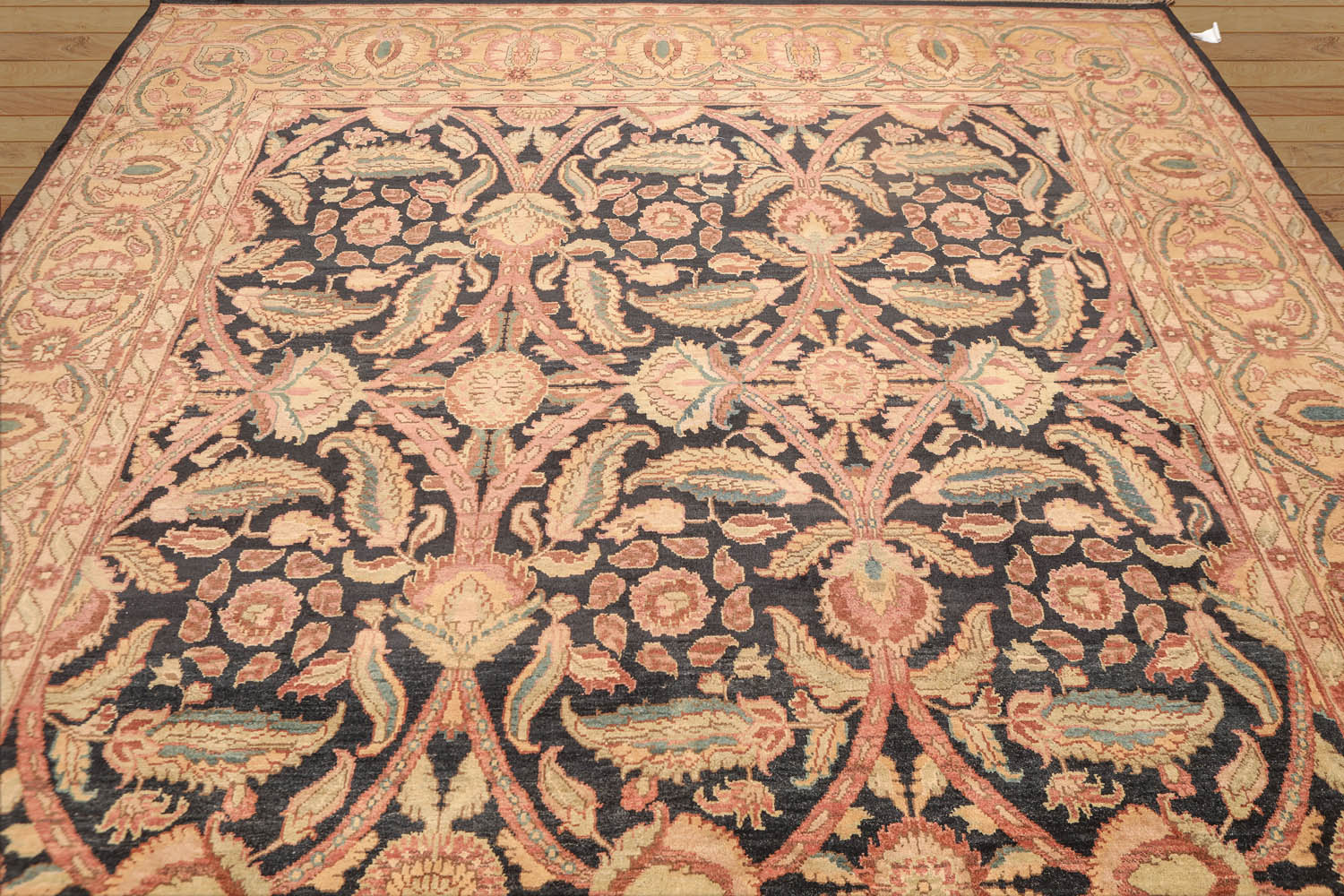 9x12 Gold, Gold, Aqua Color Hand Knotted Floral 100% Wool Traditional-Persian/Oriental Oriental Rug