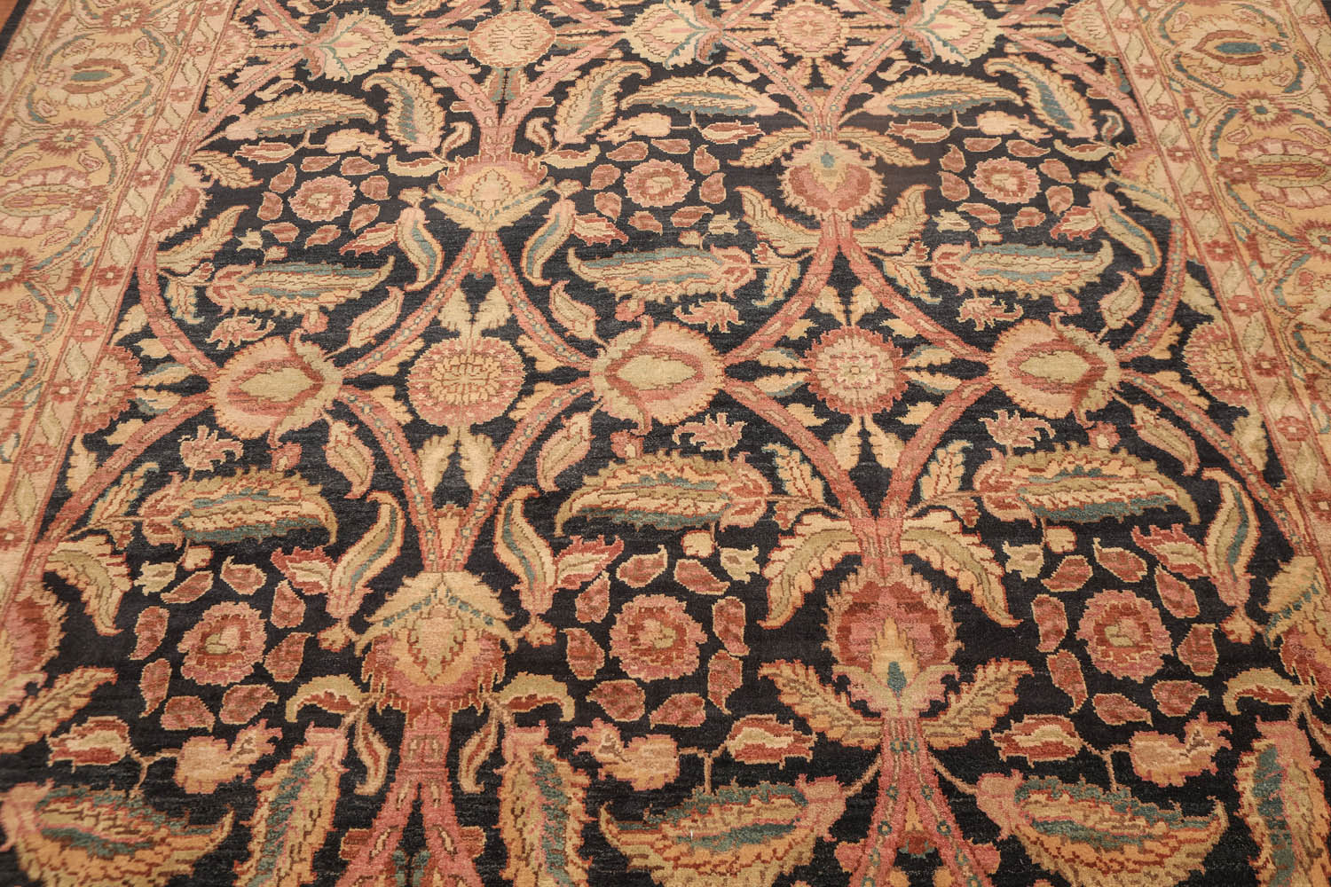 9x12 Gold, Gold, Aqua Color Hand Knotted Floral 100% Wool Traditional-Persian/Oriental Oriental Rug